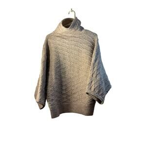 World Market Recycled Yarn Cable Knit Funnel Neck Sweater Poncho one size